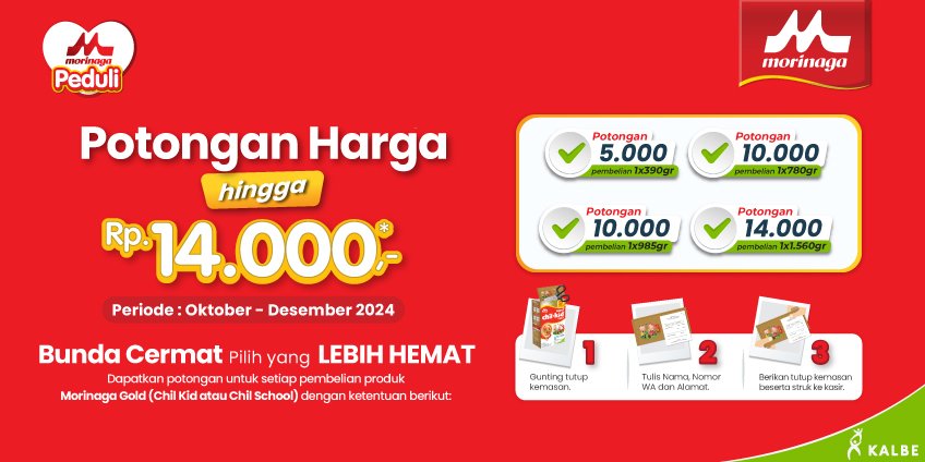 Morinaga Peduli Belanja Lebih Hemat dapat Potongan Harga hingga Rp 14.000