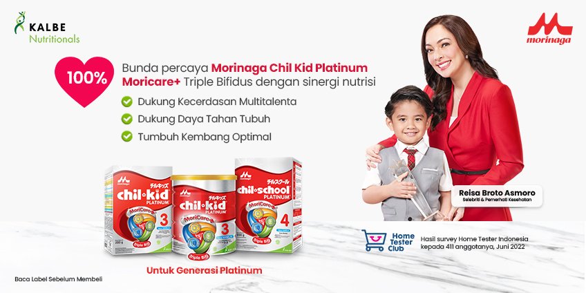 Bunda percaya Morinaga Chil Kid Planitum Moricare Tripe Bifidus dengan sinergi nutrisi